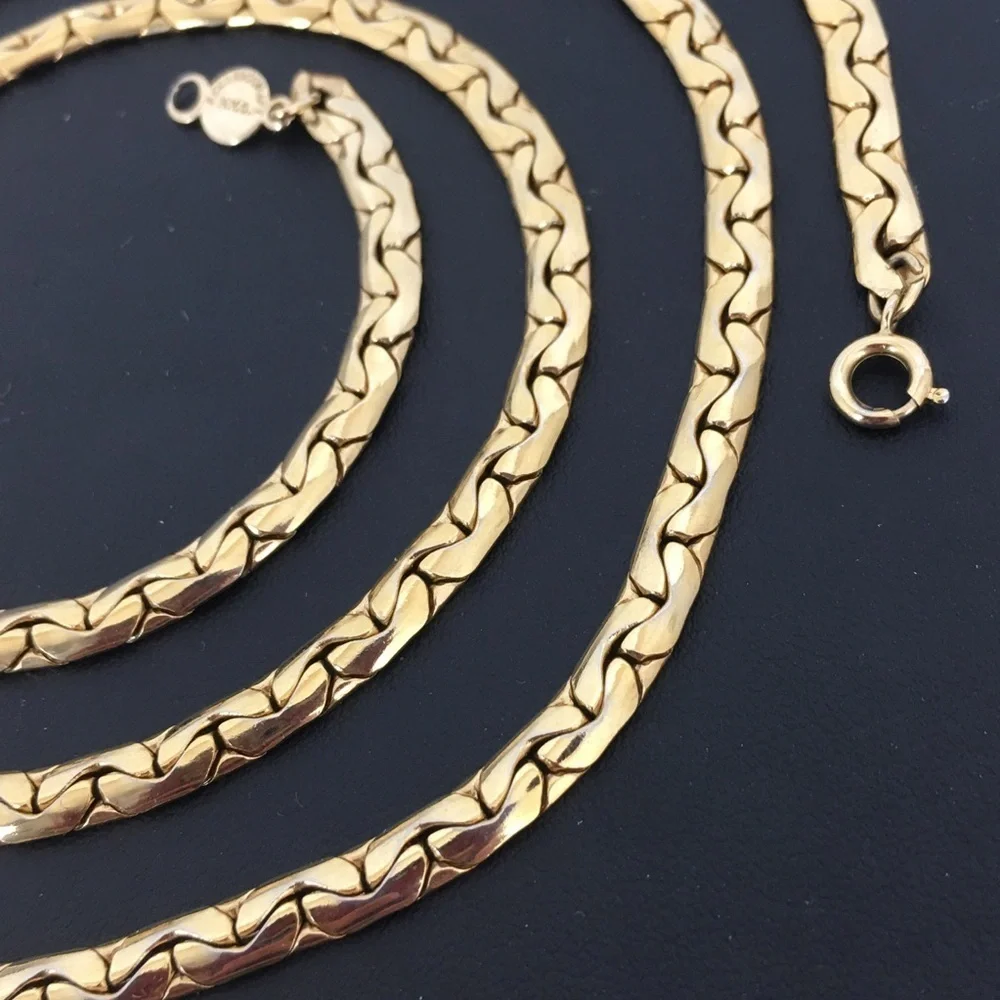 Vintage Chunky Long Gold Tone Chain Necklace by Accessocraft New York City